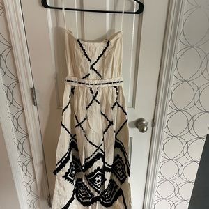 Anthropologie Strapless Cream and Black Dress NWT